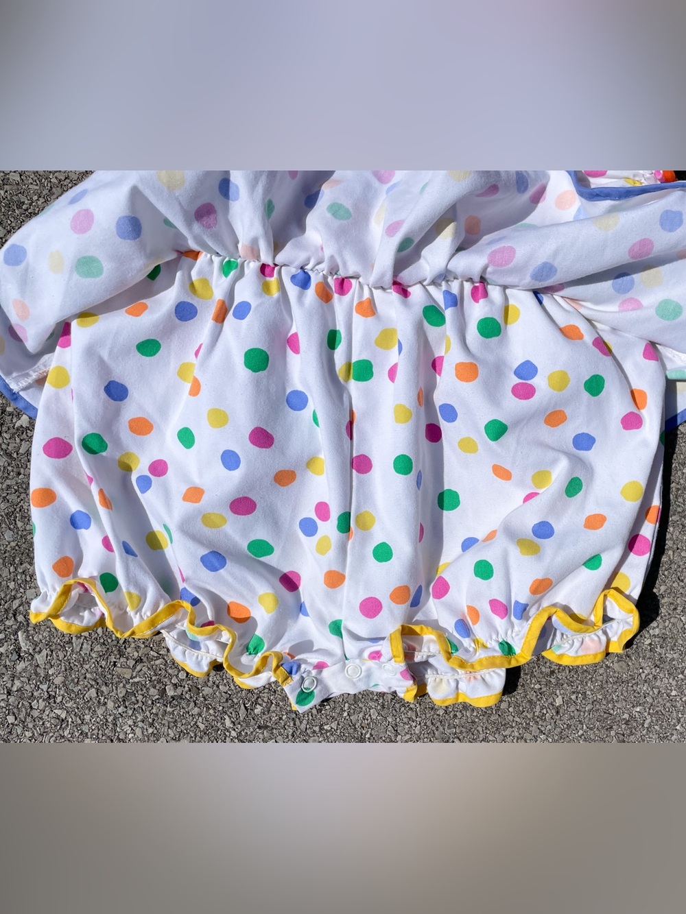 Vtg 80s Baby Togs Polka Dot Romper 24M 11.75x17.75 Ruffle Peter Pan Collar - Picture 4 of 6